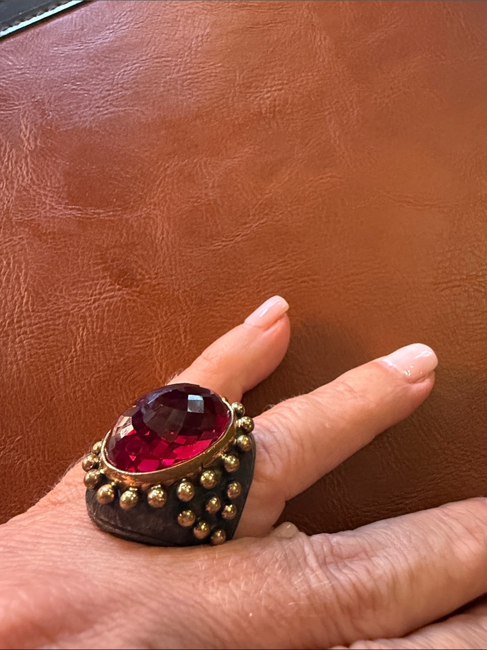 Statement Red Gemstone Cocktail Ring - Picture 2 of 4